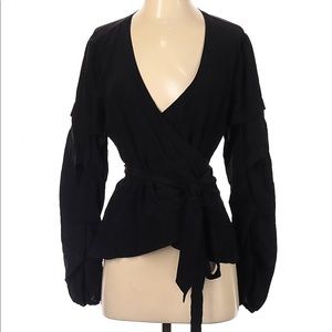 Nicole Miller Artelier Silk Wrap Blouse